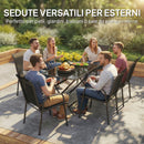 Set 6 Sedie Impilabili 51x69x87 cm Traspiranti con Braccioli e Schienale Alto in Metallo e Poliestere Nero      