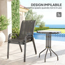 Set Salotto da Giardino 3 Pezzi con 2 Sedie e Tavolino Rotondo in Acciaio Nero  