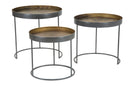 Tavolinetti Bassi Opis Set 3 Pz Ø50,5x48-46x43-40,5x38 cm in Ferro Nero e Bronzo
