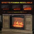Camino Elettrico da Pavimento 1800W Effetto Fiamma e Telecomando 96,5x22x81,7 cm color Legno