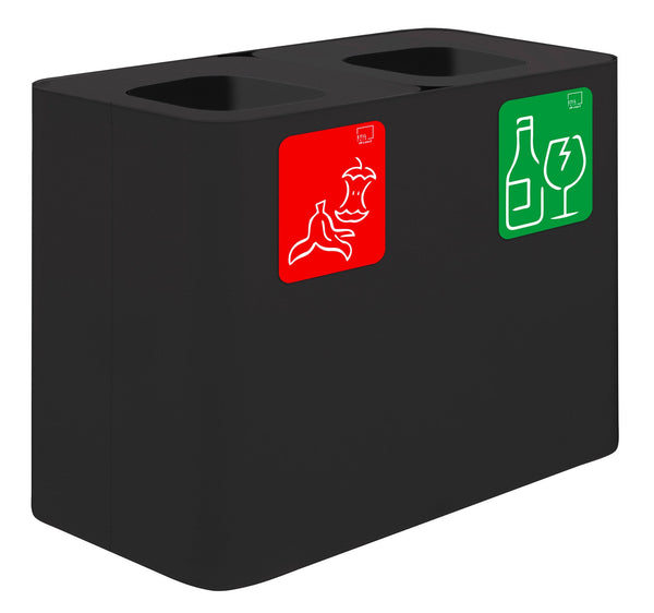 Pattumiera Sistema di Raccolta Rifiuti 77x38xh50 cm In Acciaio Verniciato 2 Scomparti Nero sconto