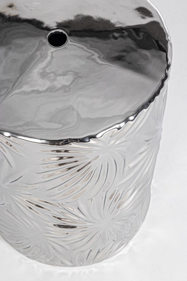 Sgabello Sfinge Leaf Argento in Ceramica