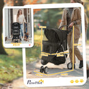 Passeggino per Cani Taglia Piccola 75x45x97 cm Pieghevole con Ruote Girevoli e Freno Nero  