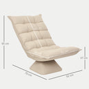 Poltrona Relax Girevole 360° con Schienale Regolabile in 5 Posizioni in Tessuto Effetto Lino Beige      