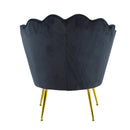 Poltrona Imbottita Schienale a Conchiglia in Velluto Piedi Oro Nero