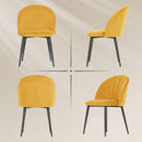 Set 2 Sedie da Pranzo Imbottite 52x55x79 cm con Schienale a Conchiglia in Velluto Giallo      