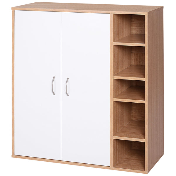 Credenza con 2 Ante e 5 Ripiani in Legno e Bianco 80x32x90.5 cm online
