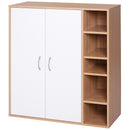Credenza con 2 Ante e 5 Ripiani in Legno e Bianco 80x32x90.5 cm Seconda Scelta