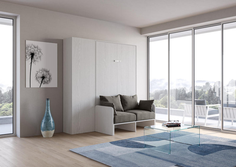 Letto 1 Piazza e Mezzo a Scomparsa Salvaspazio con Sofà Kentaro H210 cm Bianco