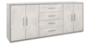 Mobile Basso 4 Ante 4 Cassetti 203x84x41 cm Cemento/Ossido Bianco