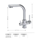 Rubinetto Cucina Miscelatore a 3 Vie Lavello in Ottone Acqua pura Cromato