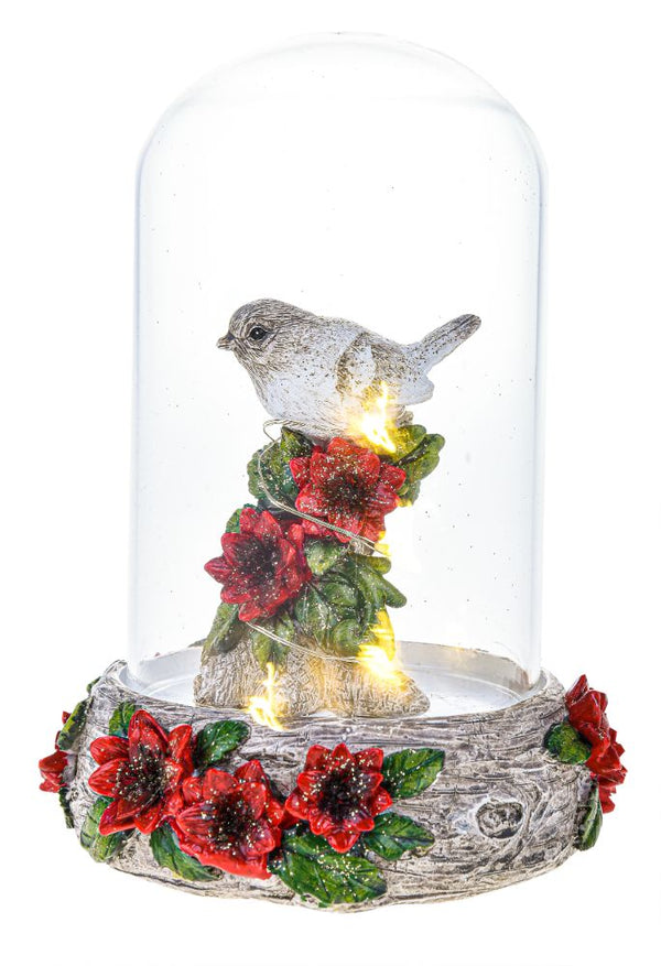 prezzo Statuina Passerotto Campana di Vetro Led 15,5 cm in Resina e Vetro