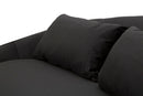 Divano 3 Posti Oslo con Cuscini Nero 185x84x68 cm in Eucalipto e Spugna e Poliestere e Metallo      