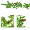 Ghirlanda Natalizia 280 cm Ramo di Albero con Bacche e Pigne Lunga