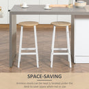 Set 2 Sgabelli da Cucina con Piano Liscio e Poggiapiedi 32,5x32,5x65 cm in Truciolato e Acciaio Bianco