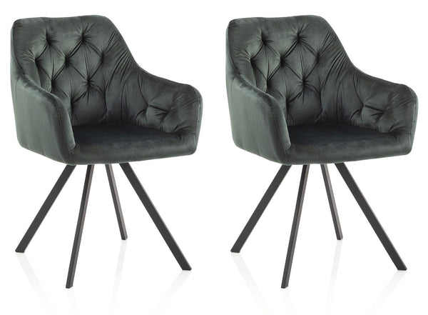 prezzo Set 2 Sedie Imbottite 58x57x84 cm in Velluto Verde