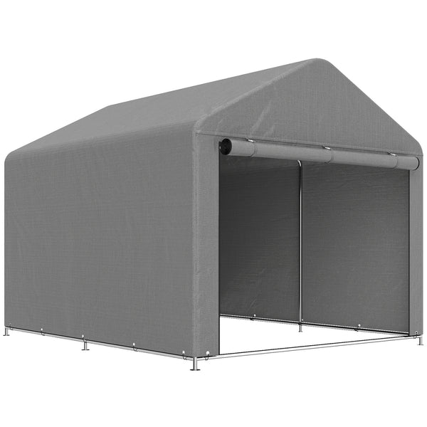 Capanno da Giardino 2x2,4 m Impermeabile Porta Avvolgibile e Telaio in Metallo Grigio Chiaro prezzo