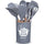 Set 12 Utensili da Cucina con Supporto in Silicone e Manico Legno Grigio