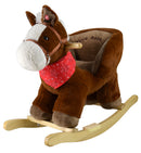 Cavallo a Dondolo per Bambini in Legno e Peluche Pony con Suoni