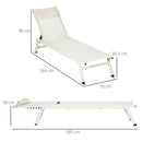 Set 2 Lettini Prendisole da Giardino 55x195x30 cm in Alluminio e Poliestere Beige