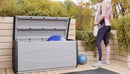 Baule Contenitore da Esterno 120x54x57 cm Multiuso in Polipropilene Prince Box Grigio e Nero