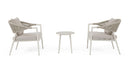 Set 3 Pezzi Salotto da Giardino con 2 Poltrone e Tavolino in Alluminio Corda Poliestere e Pietra Sinterizzata Millor Wall 