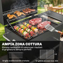 Barbecue a Carbone 75x59x94 cm con Termometro e Griglia di Cottura in Acciaio inox 304 Nero      