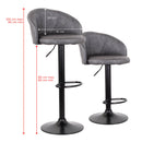 Set 2 Sgabelli 51x44x60/80 cm in Similpelle Base Nera Grigio