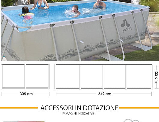 Piscina Fuori Terra Rettangolare 549x305x122cm Jilong Grigia