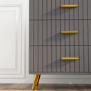 Cassettiera 4 Cassetti Design Moderno 60x40x90 cm in Legno e Alluminio Oro e Grigio Scuro 