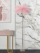 Lampada da Terra Palm Rosa Ø55x160 cm in Ferro e Plastica Rosa e Oro      
