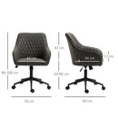 Sedia Operativa da Ufficio Reclinabile 59x60x90-100 cm Altezza Regolabile in Similpelle Grigia