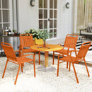 Set 4 Sedie da Giardino 56x66x91 cm Impilabili in Acciaio e PPArancione      