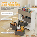 Set Tavolo e 2 Sedie per Bambini con Vani Contenitore 102,5x58x64 cm in Legno e Tessuto non Tessuto Grigio e Bianco  