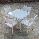 Tavolo da Giardino in Polyrattan con Vetro 90x90H77cm Adila Bianco Crema