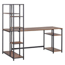 Scrivania da Ufficio 70x90x148,5 cm in Metallo e MDF Nero e Color Noce
