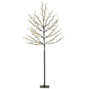 Albero di Natale di Ciliegio 60x60x180 cm con Luci LED 20 Rami e Timer Giornaliero in Acciaio e PP Nero      