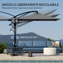 Ombrellone da Giardino a Sbalzo 295x250x235H cm Inclinabile e Girevole Grigio   