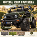 Macchina Elettrica per Bambini Fuoristrada Toyota Fj Cruiser 12V Telecomando Ruote in Gomma e Sedile in Pelle Verde Militare