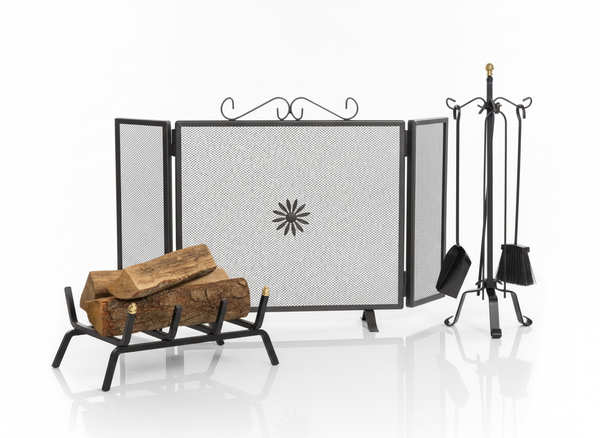 Set per Camino a Legna 3 Pezzi con Parascintille Portalegna e Trespolo Bauer Roccaraso online