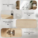 Armadietto con Specchio 60x14,5x49,4 cm con 3 Ripiani Laterali e Ripiano Regolabile Interno in MDF e Truciolato      