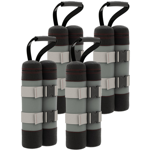 Set 4 Pesi per Gazebo 20x10x43 cm Riempibili con Sabbia fino a 12 kg in Tessuto Oxford 168D Nero e Grigio sconto