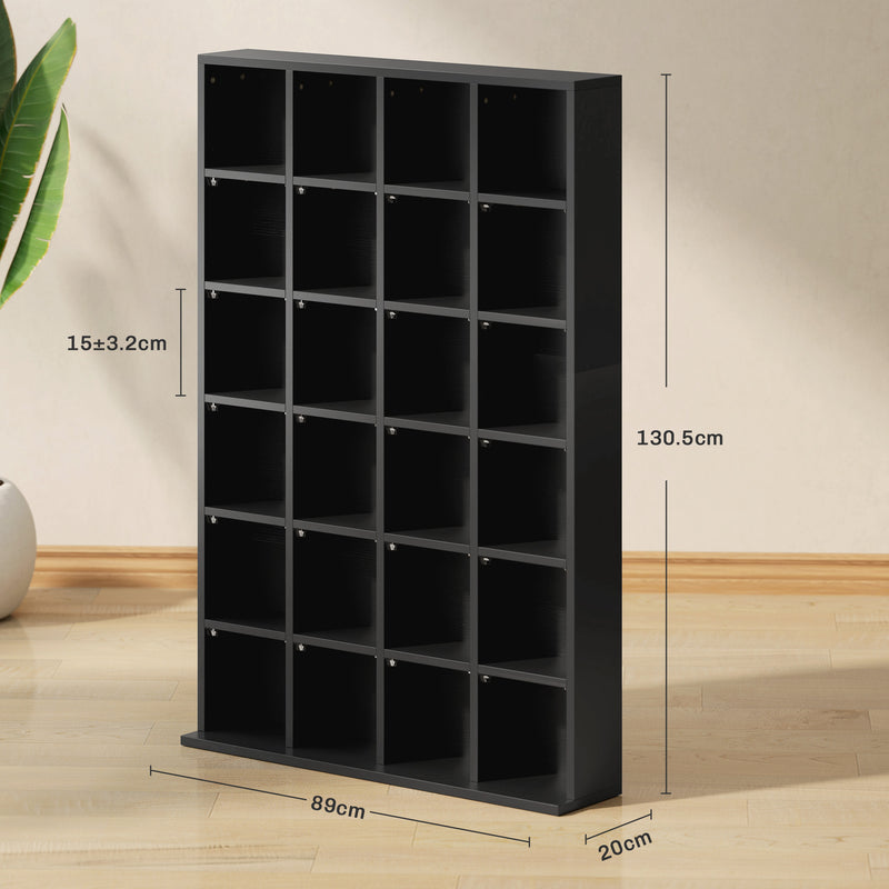 Mobile Porta CD 89x20x130.5 cm con Ripiani Regolabili per 456 CD o 336 DVD 24 Scomparti Nero      