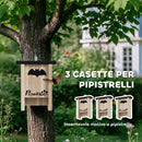 Set di 3 Casette per Pipistrelli Bat Box 18x6x22,5 cm in Legno di Abete    