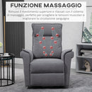 Poltrona Alzapersona Elettrica Massaggiante 86x95x106 cm in Tessuto Grigio