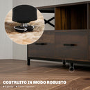 Mobile TV fino 65"" Design Industriale 147x40x50 cm in Legno e Acciaio Marrone e Nero 