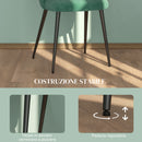 Set 4 Sedie Moderne Imbottite con Schienale Ricurvo 50x52x83 cm in Tessuto Effetto Velluto e Acciaio Verde