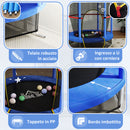 Tappeto Elastico per Bambini 3-6 Anni Ø140x190 cm con Rete di Protezione Blu e Nero   