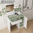 Consolle Trucco con Specchio e Sgabello 80x40x132 cm Bianco   