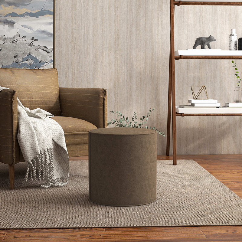 Pouf Poggiapiedi 41x41 cm Rivestimento Rimovibile Tessuto Effetto Lino Marrone 